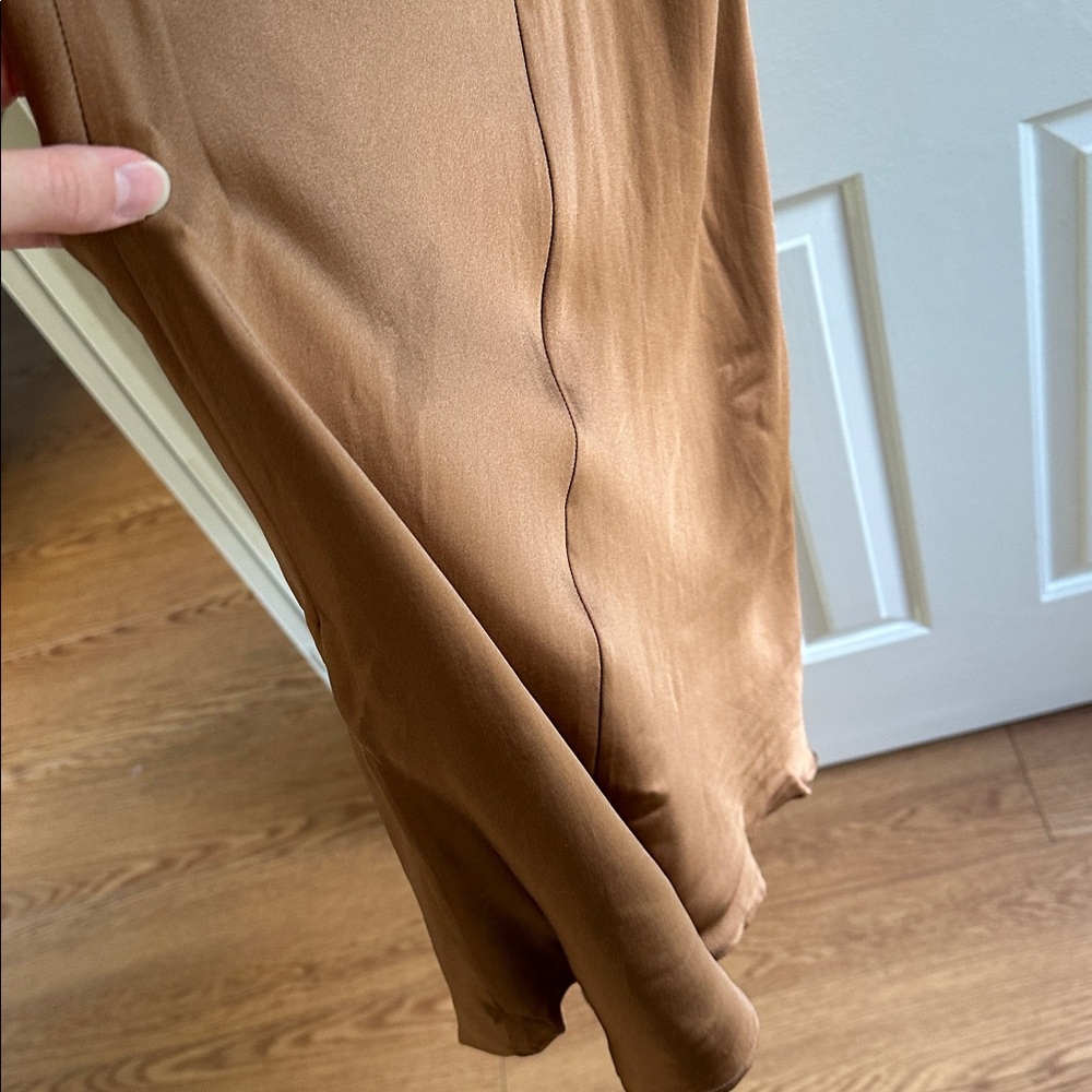 NWT Silk Satin Slip Midi Dress (Brown/Copper) - Gentle Herd - Picture 3 of 5